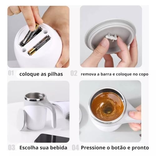 Copo Caneca Elétrica Mixer Misturador de Bebidas com Tampa - Agite e Misture Bebidas Instantâneas Rá