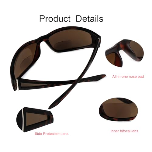 Ysorrisox 3 Pairs Bifocal Sunglasses For Men And Women, Wrap Around Tinted Sun Readers With Side Protection Lenses thumb #3