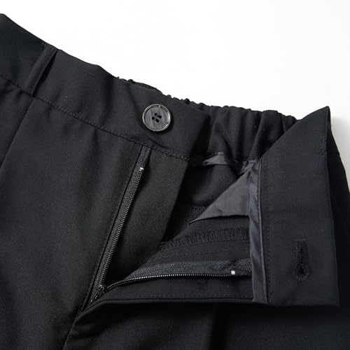 LOLANTA Boys Dress Pants Kids School Uniform Pants Slim Fit Formal Trousers with Belt Loops, Pleated, Elastic 4-14 Years4