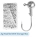 40pack Fishing Jig Heads Set with Hooks Box, Fishing Soft Lures Hooks for Crappie Bass Trout, Saltwater Freshwater Fishing Tackle Kit, 1/8 oz, 3/16 oz, 1/4 oz, 3/8 oz, 10pcs Each Size