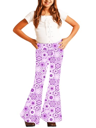 Image of Deerose Girls Halloween Hippie Bell Bottom Pants High Waist Flare Pants 5-14 Years