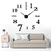 iKALULA DIY Wanduhr, DIY 3D Wanduhren Modern Design Acryl Wanduhren Wandtattoos Dekoration Uhren für Büro Wohnzimmer Schlafzimmer Uhr Geschenk Home Dekoartikel Quarzuhr - Schwarz