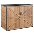 Aivituvin Outdoor Storage Shed Upgraded with Strong Metal Frame Horizontal Storage Cabinet for Trash Cans and Yard Tools 4.2 ft. x 2.3 ft.