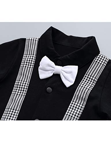 HMD Baby Boy Gentleman White Shirt Bowtie Tuxedo Onesie Jumpsuit Overall Romper（0-18M） …3