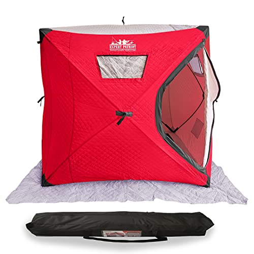 VISUTI Portable Ice Fishing Shelter with Bag Water-Repellent and Wind-Resistant Quick Fishing Tent for 3-4 Person Portable Ice Fishing Tent