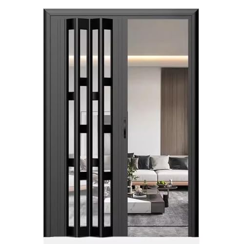 Puerta de ducha de acordeón, puerta plegable de privacidad, puerta corrediza interior, oficina en casa, balcón, armario, transparente esmerilado con marco