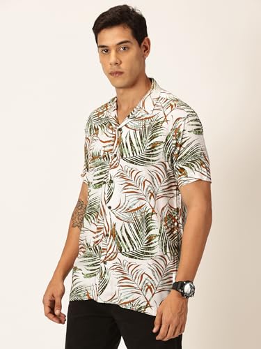Image of Thomas Scott Men's | Floral | Half Sleeve | Slim Fit | Cotton Rayon | Cuban Collar | Casual Shirt