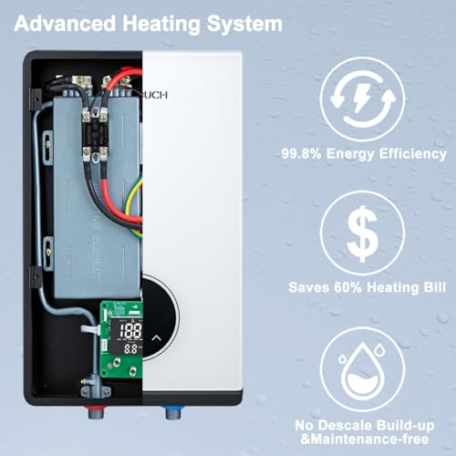 ECOTOUCH 8kW 240V Tankless Hot Water Heater Electric, Instant Under Sink Point of Use Water Heater on Demand, Self Modulating Technology, ETL Certificated ECO80S White – Image 5
