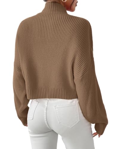 Image of Libsorge Womens Cute Lightweight Turtleneck Ultra Cropped Sweaters Spring 2025 Ribbed Knit Crop Thin Pullover Sweater