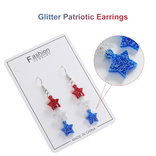 4th-of-July-Earrings-for-Women-Glitter-Star-Drop-Dangle-Earrings-Patriotic-American-Flag-Independence-Day-Accessories