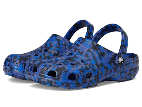 Image of Crocs Unisex Classic Marbled Tie-Dye Clog, Blue Bolt /Multi Confetti, 13 Women /11 Men, Medium