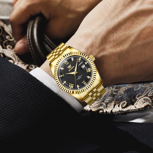 Image of OLEVS Watch for Men Stainless Steel Quartz Business Dress Diamond Large Dial Waterproof Mens Watches with Date Wrist Watch