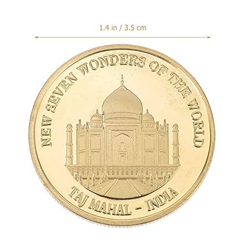 Cabilock Moeda Da Lembrança Das Sete Maravilhas Do Mundo Moeda Comemorativa de Ouro Chapeado 2021 Li