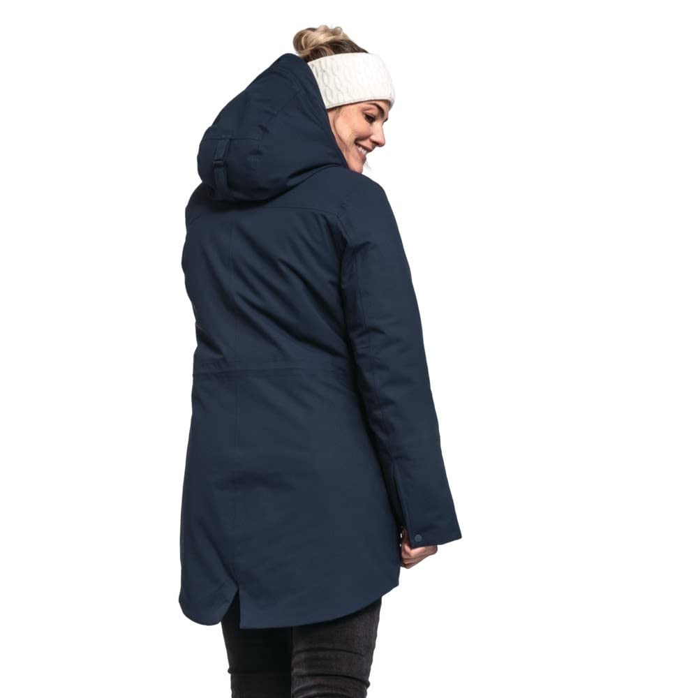 Schöffel Damen Ins. Parka Rotterdam L wind- und wasserdichter Damen Parka mit verstellbarer Taille, Wintermantel mit 4-Wege-Stretch und Teddyfutter