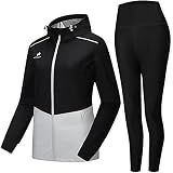 HOTSUIT Sauna Suit for Women with Hoodie Strechy Long Zipper Workout Compression Sauna Jacket Leggin