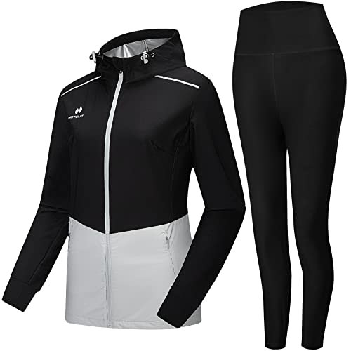 Hotsuit Sweat Suit For Women With Hoodie Stretchy Exercise Gym Compression Sauna Jacket Legging Black, L #TOP6