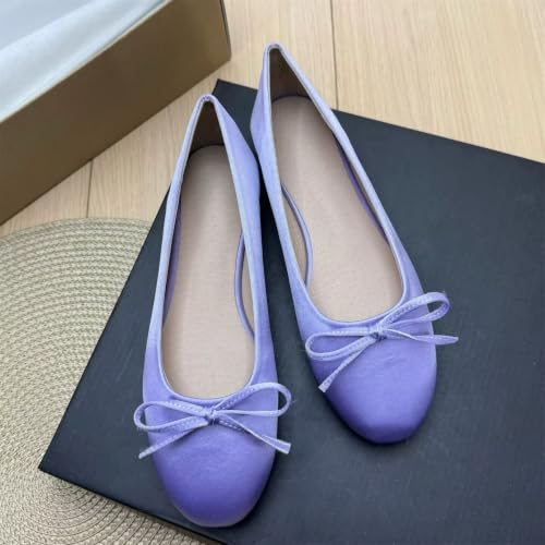 Image of TN TANGNEST Women's Velvet Flats Round Toe Ballet Shoes | Elegant Bowknot Flats Comfortable Casual Slip On Flats for Work