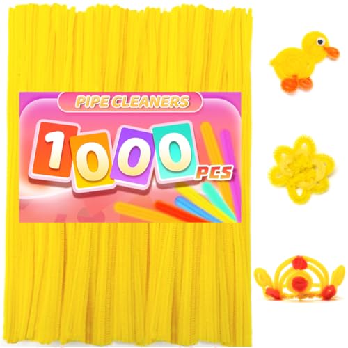 Image of Praisebank Yellow Pipe Cleaners for Crafts, 1000pcs, Chenille Stems for DIY Projecets, Arts & Crafts Supplies for Festival Party Decorations