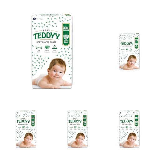 Image of TEDDYY Easy Baby XXL Size Diaper Pant Style | 42 Count (Double Extra Large) | 15-25 kgs (Pack of 5) | Long Protection Hours | Anti-Bacterial | Airy Breathable Fit | Rapid Soaker Channels & Wetness Indicator