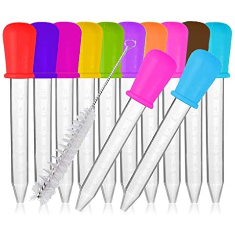 12 Pcs Liquid Droppers, Silicone and Plastic Pipettes Transfer Eyedropper with Bulb Tip for Candy Oil Kitchen Gummy Bear Making (Candy Maker Droppers) Cover