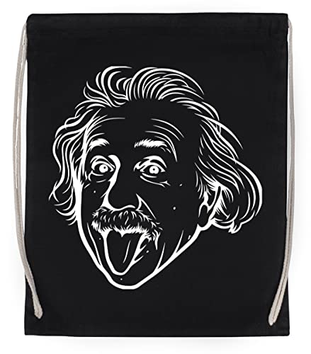 Enigmae Alberto Einstein Gracioso Lengua Show Bolsa de Algodón Deportiva con Ccordón Para Gimnasio Sport Cotton Black Bag