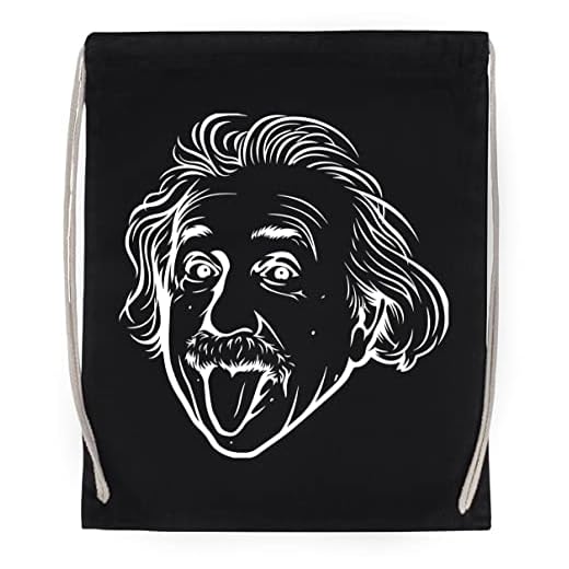 Enigmae Alberto Einstein Gracioso Lengua Show Bolsa de Algodón Deportiva con Ccordón Para Gimnasio Sport Cotton Black Bag
