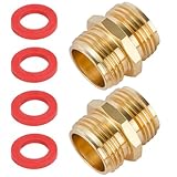 2 Pack 3/4 Inch Brass Garden Hose Adapter Male to Male Quick Connector