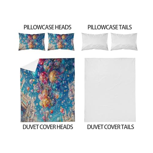 Housse de couette King 220x240 en microfibre imprimé 3D avec 2 taies d'oreiller