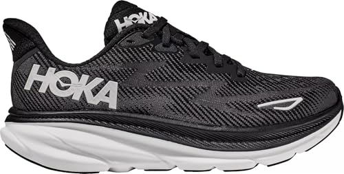 HOKA Clifton 9 Women's Performance Road Running Shoes Sneakers (Black/White, US Footwear Size...