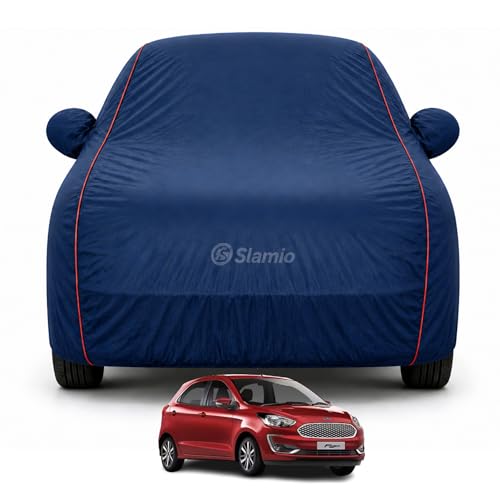 Image of Car Cover for Ford Figo 2015-2026 | 100% Waterproof Heavy-Duty 3-Layer Car Body Cover | All-Weather Rain, UV, Sun & Dust Protection | Custom Fit | Mirror & Antenna Pockets | Navy Blue