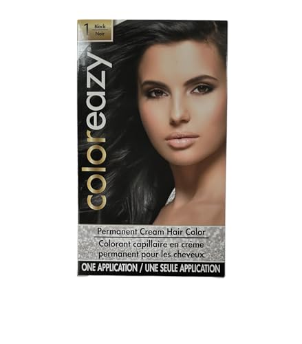 ColorEazy Permanent Cream Hair Color 1 Black - 3.47 oz,(De La Ritz)