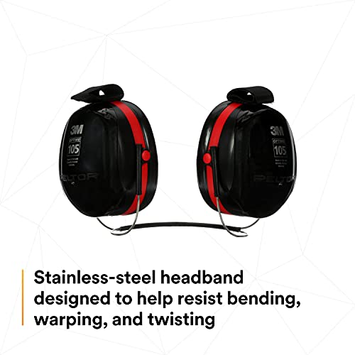 3M Peltor Optime 105 Earmuffs H10B, Behind-The-Head Black #TOP6
