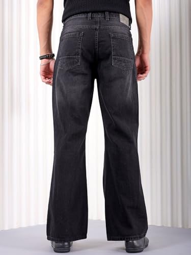 Image of The Indian Garage Co Men Bootcut Loose Fit Solid Mid-Rise Jeans