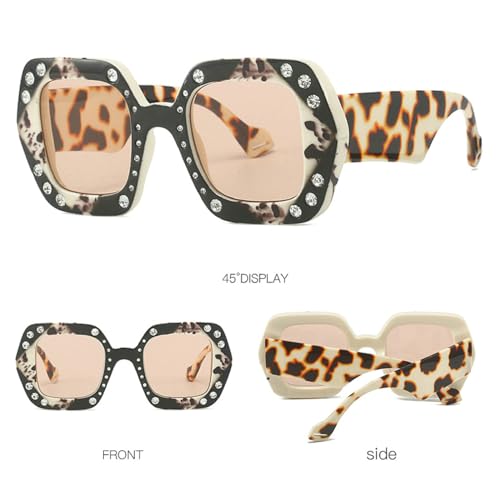 Oversized Rhinestone Diamonds Sunglasses Women Square Sunglasses Fashion bling Party Eyewear Irregular Thick Shades2