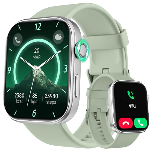 Tensky Reloj inteligente para hombres y mujeres, Android e iOS, voz AI, rastreador de fitness AMOLED de 2 pulgadas con llamada Bluetooth, monitor de frecuencia cardíaca impermeable 3ATM, sueño, SpO2,