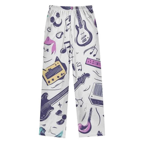 Guitar Rock Music Notes Boys Long Pants Soft Trousers Elastic Waist Kids Lounge Bottoms with Pockets S-XL2