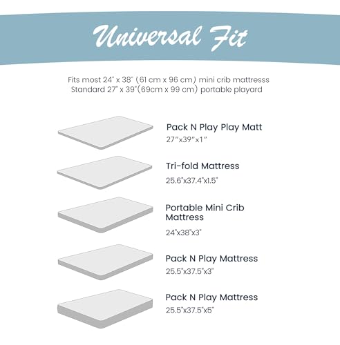 Image of 100% Organic Cotton Fitted Sheets Perfectly Compatible with Graco Pack n Play, Babyletto, Pamo Babe, Hiccapop, Dream on Me, Evenflo, Baby Trend Portable /Mini Crib /Playards. 2 Pk, Blue /Boy.