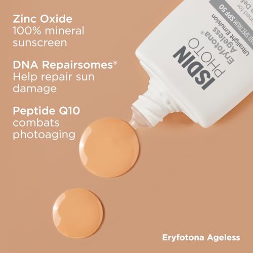 ISDIN Eryfotona Ageless Tinted Mineral Sunscreen for Face, SPF 50 Zinc Oxide Formula Helps Repair Sun Damage, 1.7 Fl.Oz. Travel-Size Tube, Water Resistant and Non-comedogenic - Image 7
