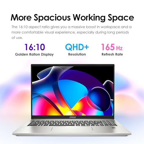 Image of MSI Prestige A16 AI+ (2024) 16 inch QHD+ Business Laptop: AMD Ryzen AI 9-365, Radeon Graphics, 32GB LPDDR5x, 1TB NVMe SSD, Type-C, WiFi 7, Win 11 Home: Urban Silver A3HMG-016US