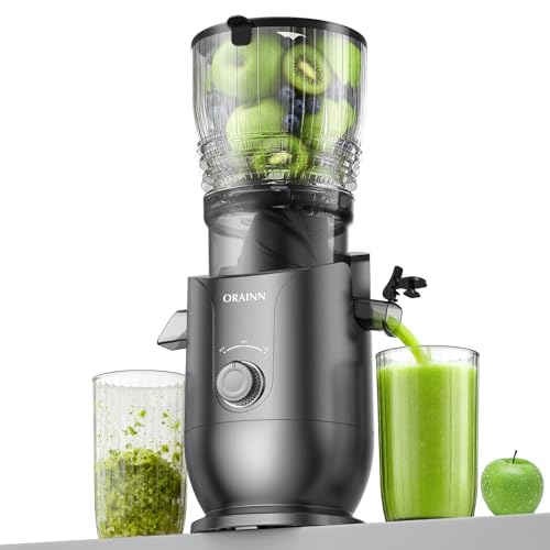 Image of Juicer Machines with 5.8" Large Feed Chute, 400W Cold Press Juicer for Whole Vegetables and Fruits, Slow Masticating juicer Easy to Clean Juice Extractor Machine High Juice Yield (Gray)