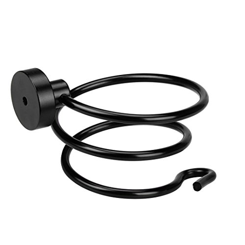 STRIR Soporte de Pared para secador de Pelo, Espiral Acero Inoxidable, Barbershop, para Cocina, aseos,Baño (Negro)