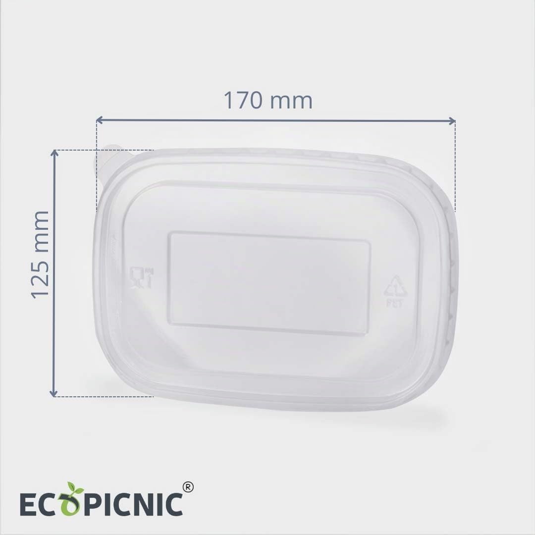 Lot de 50 saladiers rectangulaires 1000 ML en Papier Kraft jetables avec Couvercle en Pet | Boîtes Alimentaires pour salades, Repas à emporter
