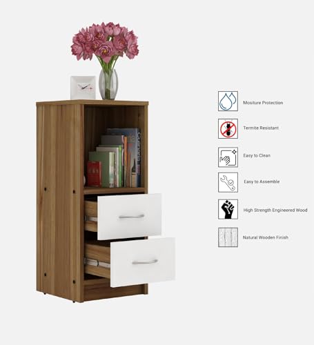 Image of Livi Multipurpose Storage Unit | Engineered Wood | Free-Standing Cabinet | Lyon Teak & White Finish | Spacious & Durable | Easy Knock-Down Assembly