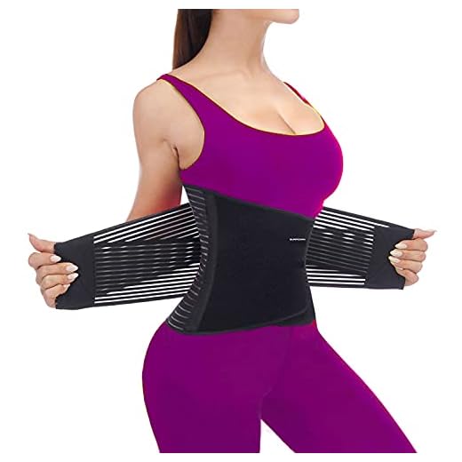 SURPOWN Waist Trainer Damen Herren, Bauchweggürtel, Taillen Trimmer, Sport Korsett Taillenformer Frauen Männer, Rückenstütze, Ab Trainer, Schwitzgürtel Bauch Fitness gürtel im Fitnessstudio Schwarz M