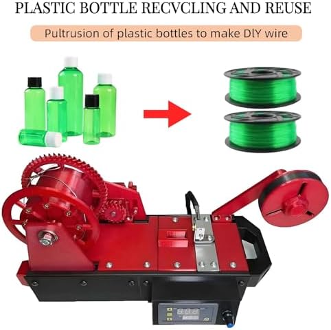 3D Printer Filament Maker Machine, Recycled PET Filament from Plastic Bottles, Adjustable Temperature & Speed Desktop Filament Extruder (Red)