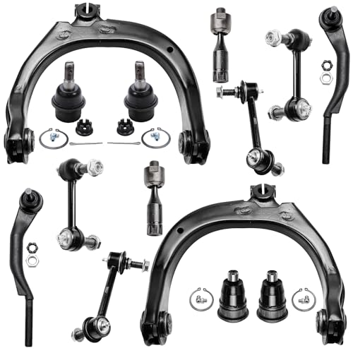 Image of Detroit Axle - 14pc Front End Kit for Chevy Trailblazer GMC Envoy 2 Upper Control Arms 4 Upper & Lower Ball Joints 4 Front Rear Sway Bars 4 Inner & Outer Tie Rods Rainier Ascender 9-7x Replacement