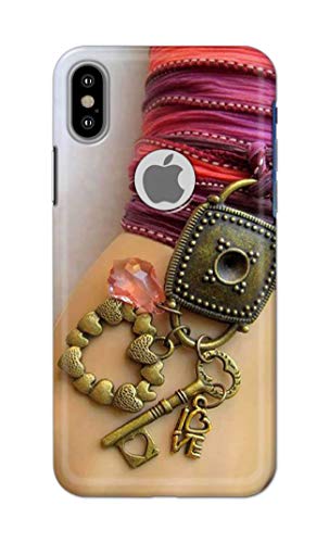 Image of Girl Hand with Keychain Hard Back Case Cover for Apple iPhone X Logo /iPhone 10 / iPhone Ten /iPhone Xs Logo Back Cover -(J5) VNS2228