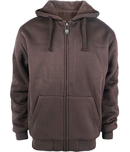 Yasumond Men's Hoodies Sherpa Lined Full Zip Heavy Weight Fleece Soft Sweatshirts Brown