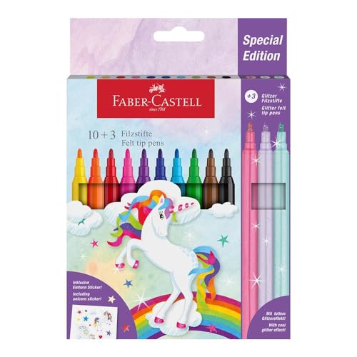 Faber-Castell Fibre-tip pen Castle unicorn 10plus3, multicoloured, 10 count (Pack of 1)