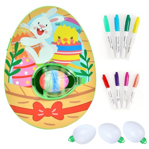 Yi'antai Osterei Dekorationsset,Osterei Spinner Maschinen,Eiermalmaschine Enthalten mit 8 Farben Marker Stiftes,Oster Geschenk DIY,Gemalte Deko Ostereier für Kinder
